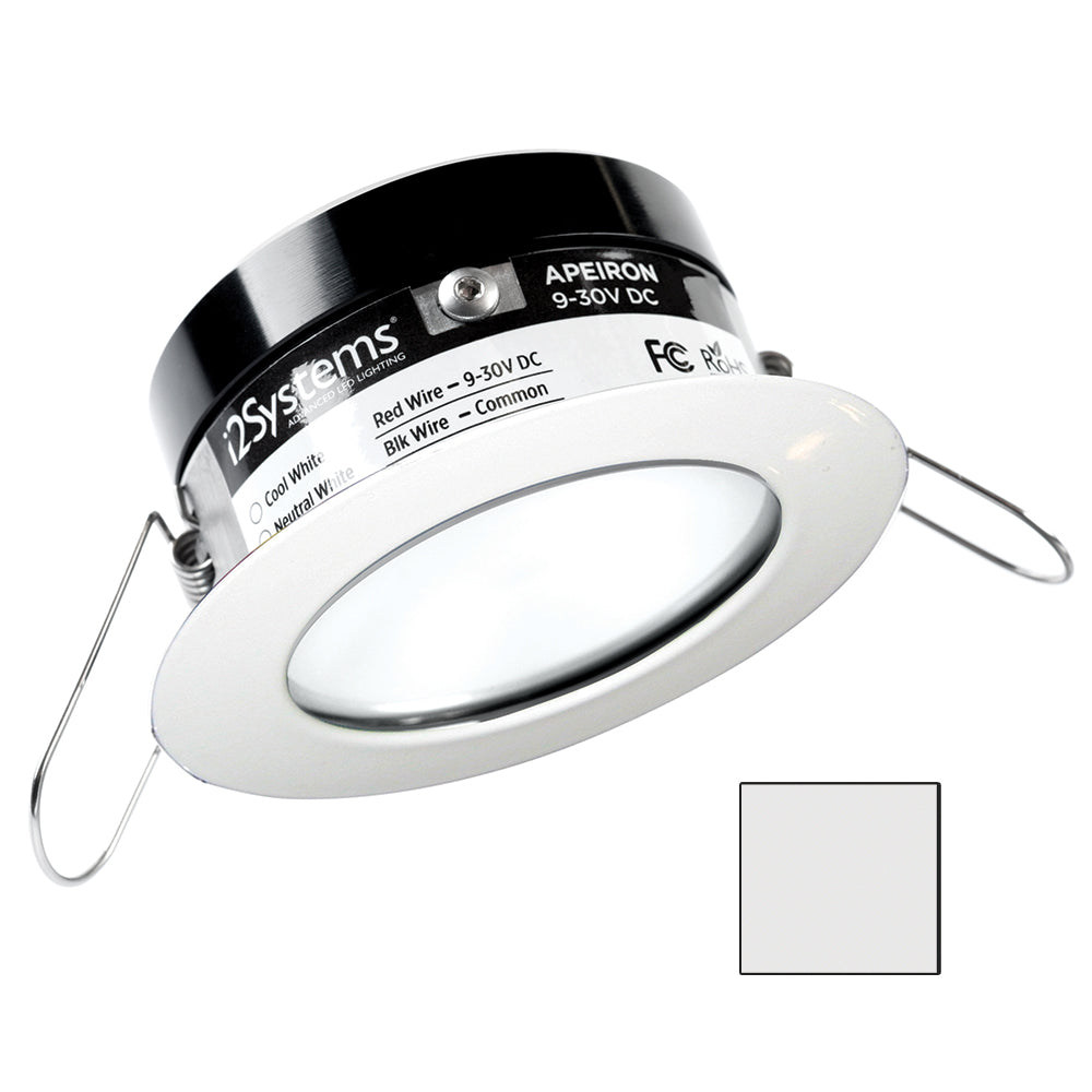i2Systems Apeiron PRO A503  3W Spring Mount Light  Round  Cool White  White Finish A50331AAG